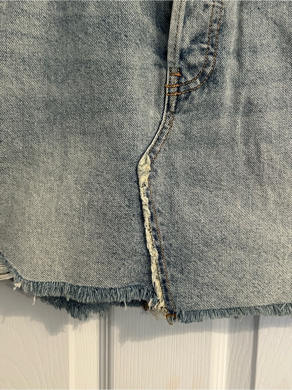 Free People Light Blue Distressed Denim Mini Skirt - Picture 6 of 8